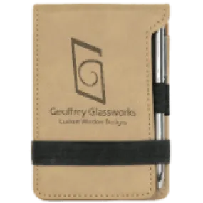 3 1/4" x 4 3/4" Laserable Leatherette Mini Notepad with Pen