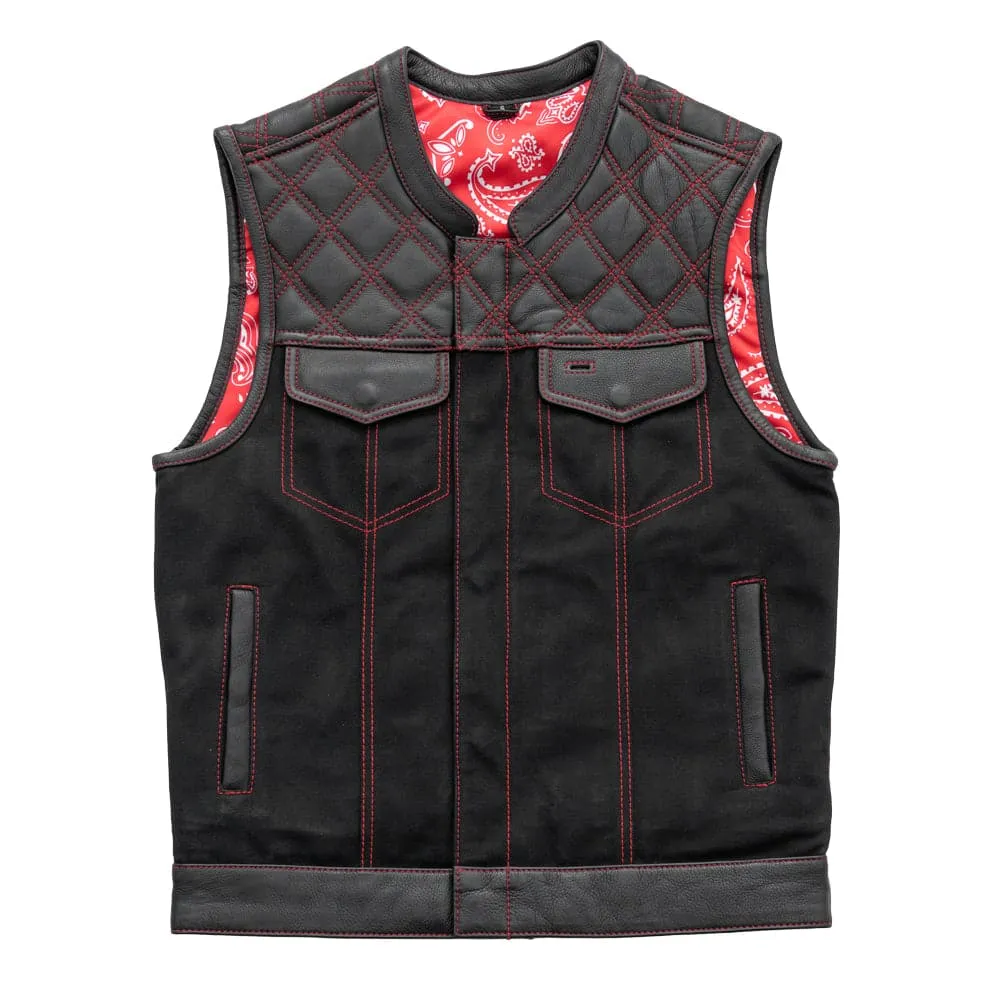 49/51 Wolf Pack - Men's Leather/Canvas Motorcycle Vest (Limited Edition)