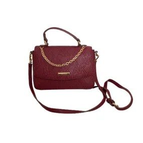 Anne Klein Maroon Medium Leatherette Logo Crossbody Bag | Like New |