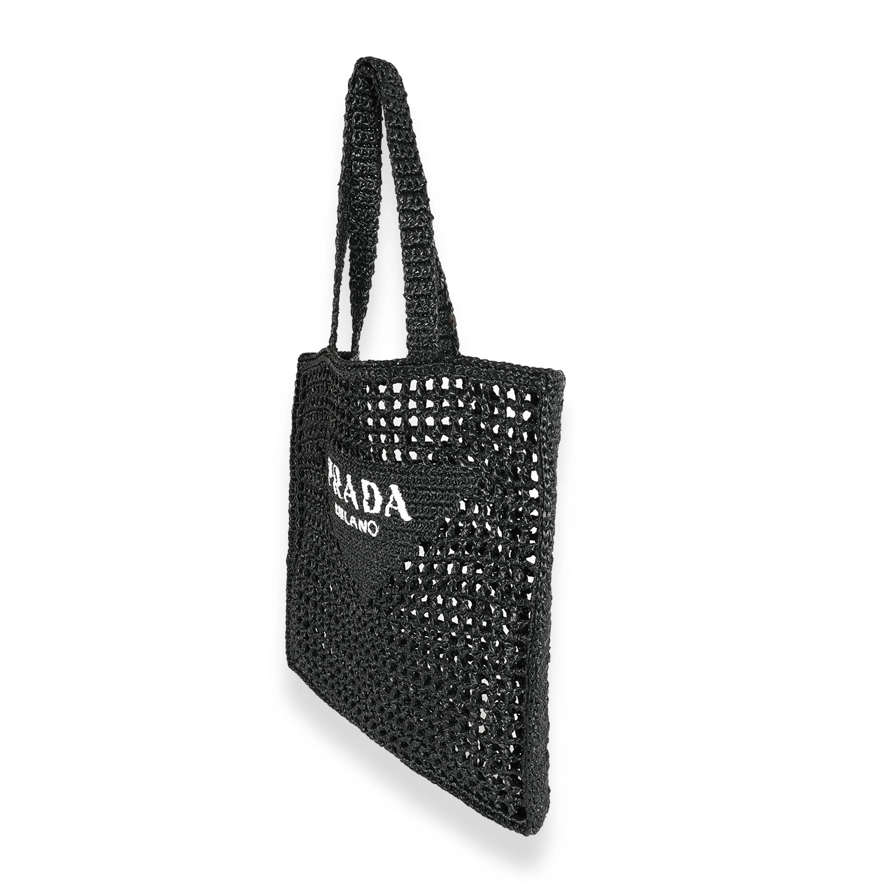 Black & White Raffia Logo Tote