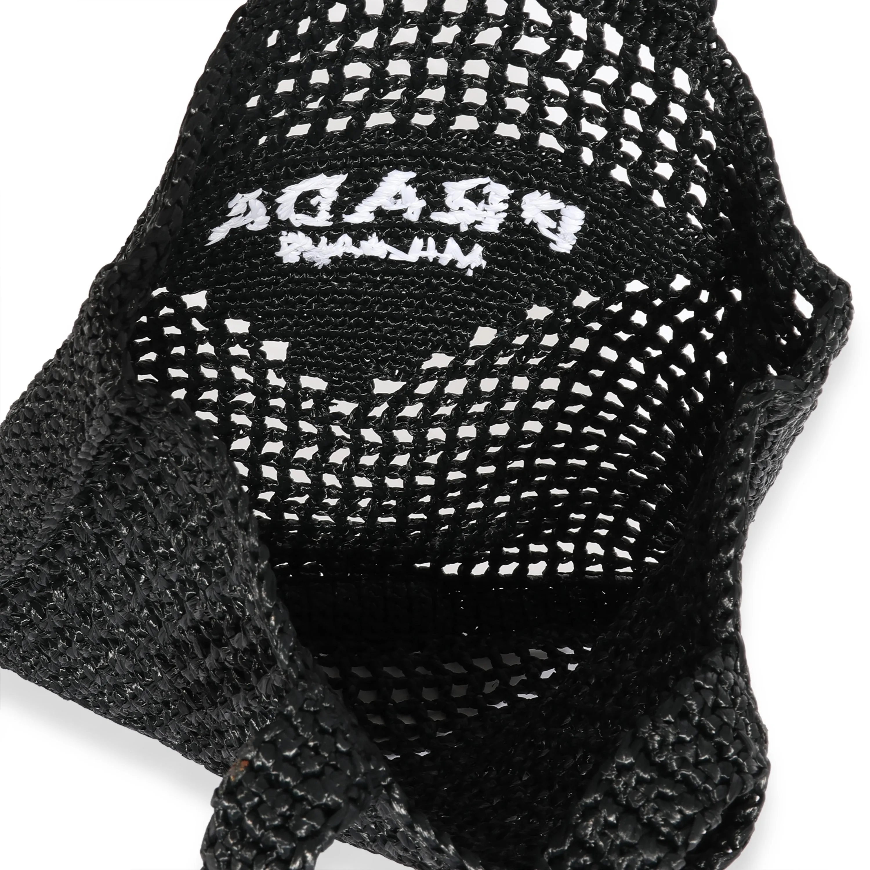 Black & White Raffia Logo Tote