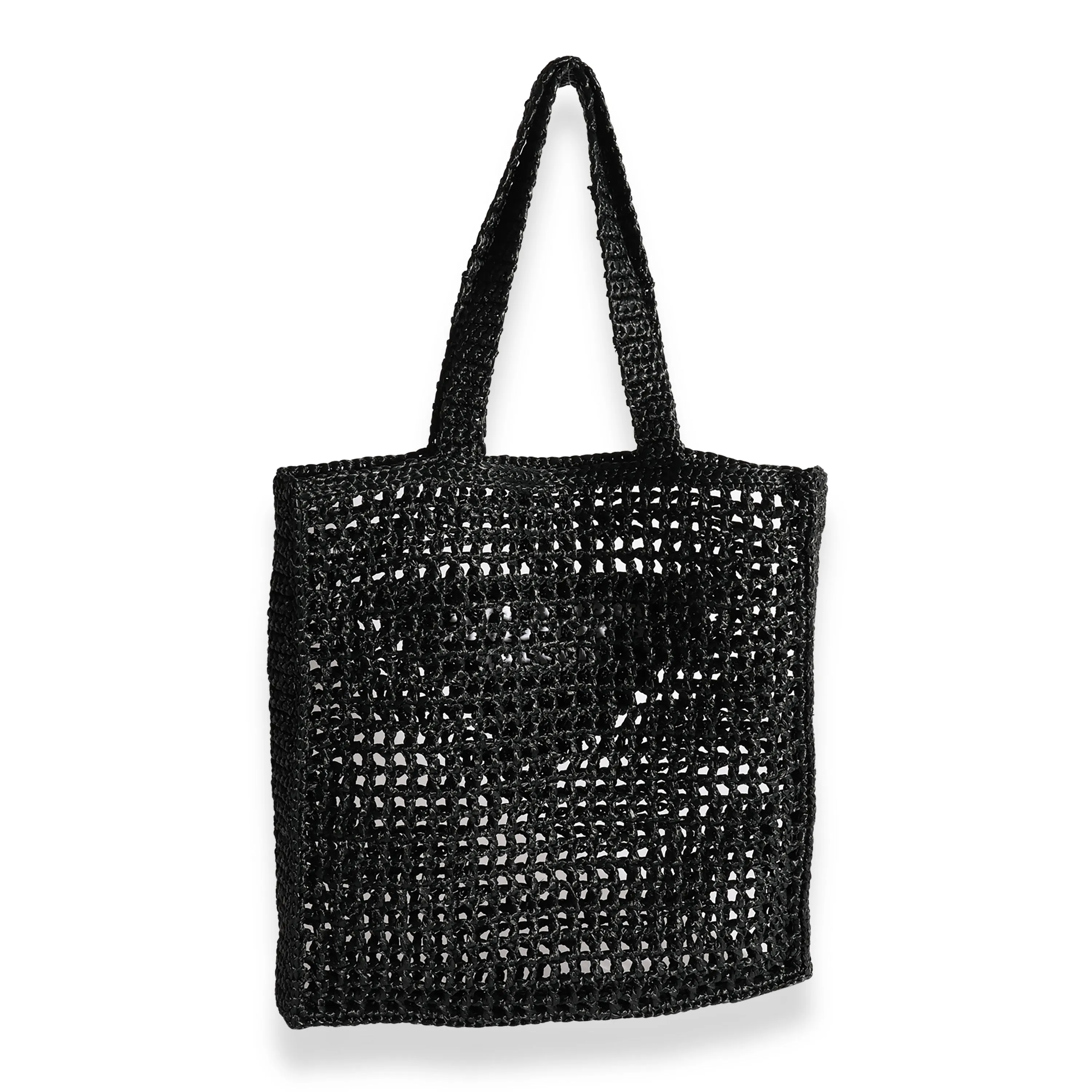 Black & White Raffia Logo Tote