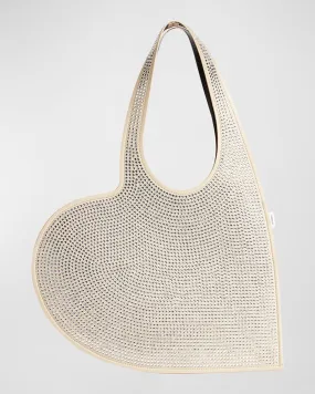 Crystal-Embellished Mini Heart Tote Bag