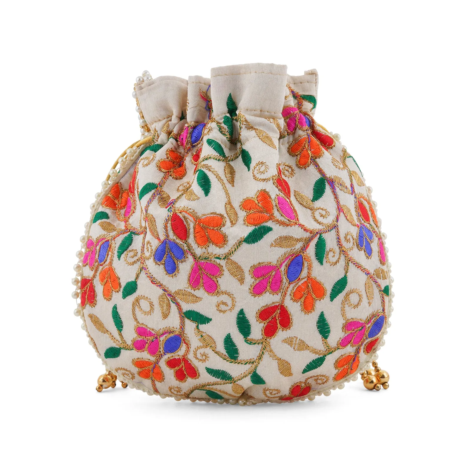 Floral Dream Multicolour Embroidered Potli Bag