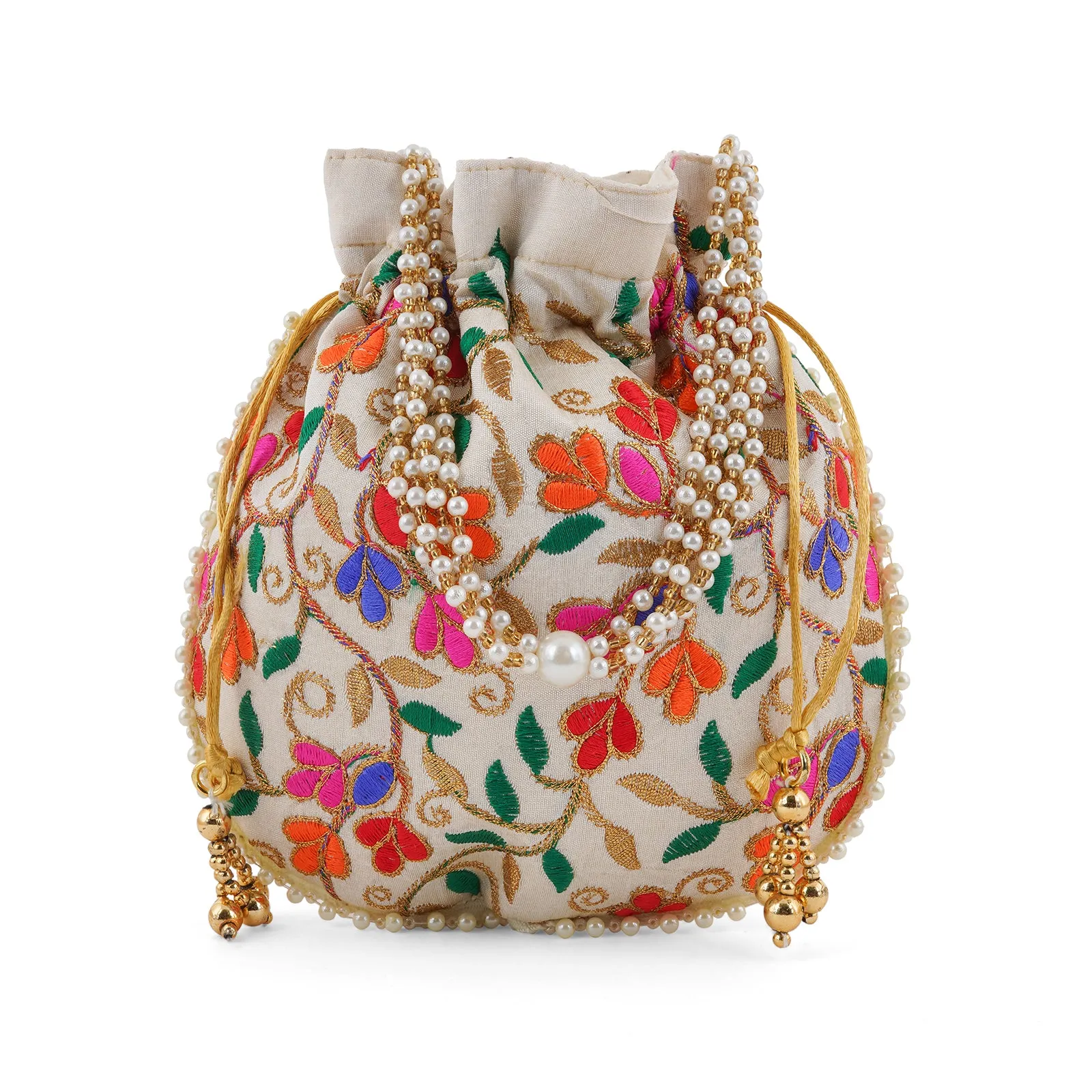 Floral Dream Multicolour Embroidered Potli Bag