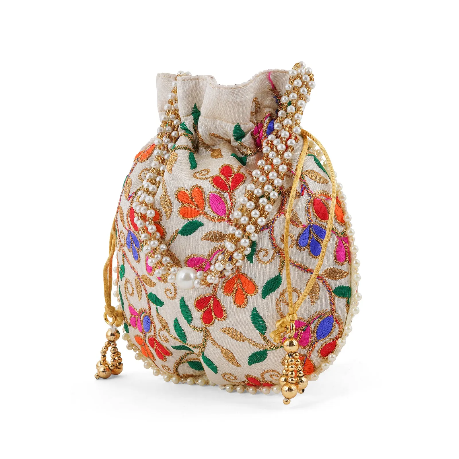 Floral Dream Multicolour Embroidered Potli Bag