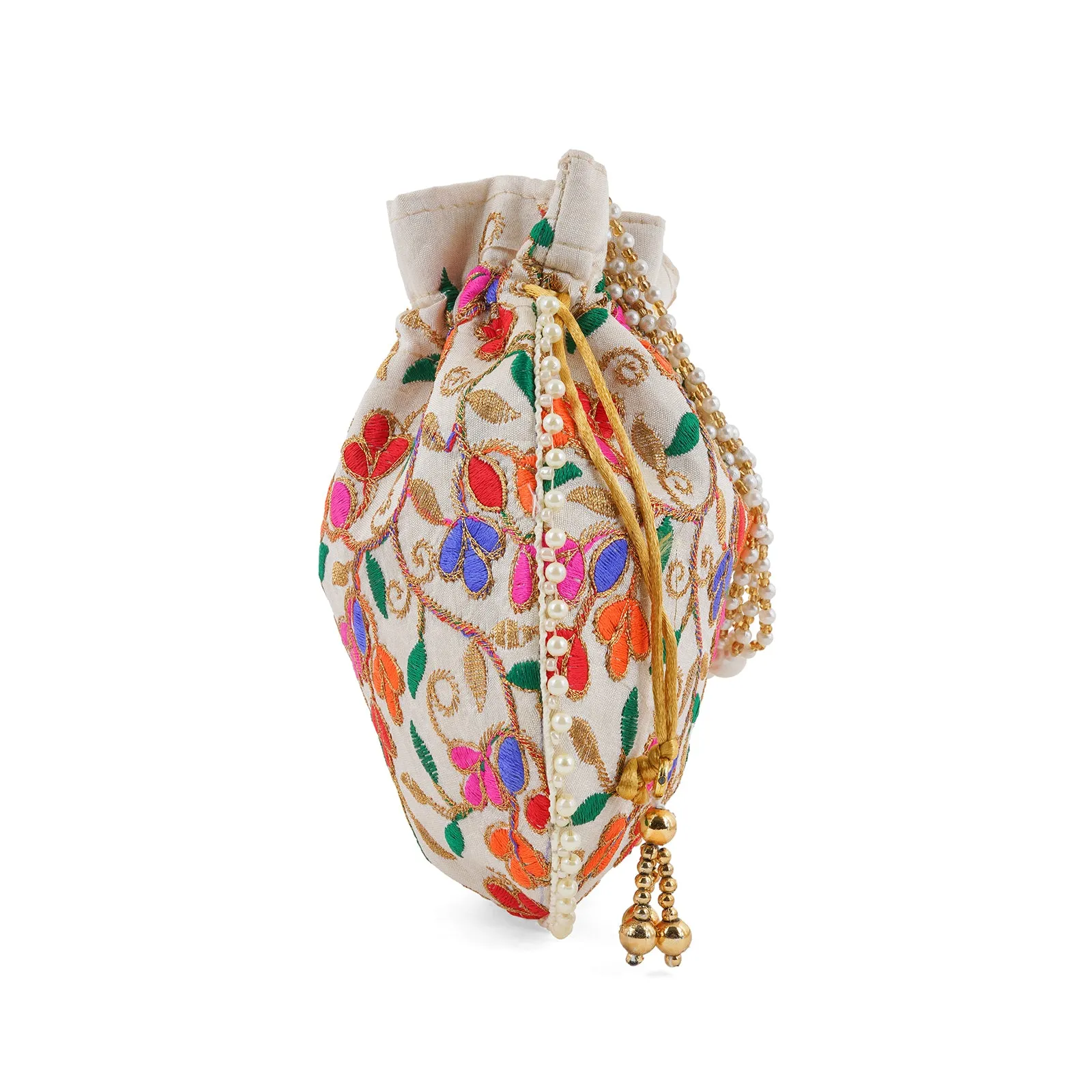 Floral Dream Multicolour Embroidered Potli Bag