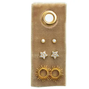 Flower Velvet Stud Gift Set: Gold