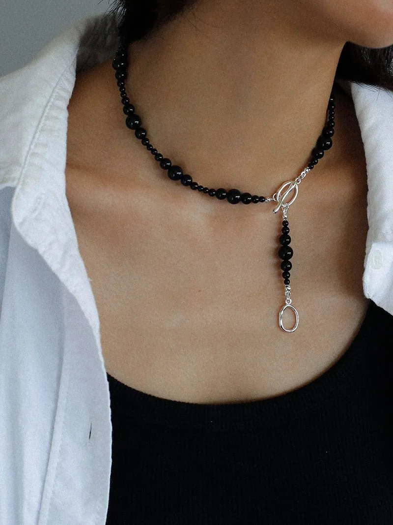 Gradual Black Onyx Clavicle Chain