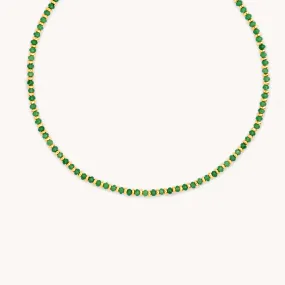 Green Agate Beaded Necklace in Gold