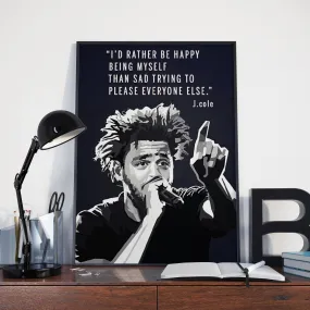 J Cole Custom Printing, Home Decor, Wall Hanging, Custom Canvas, J Cole Art, Rapper Print