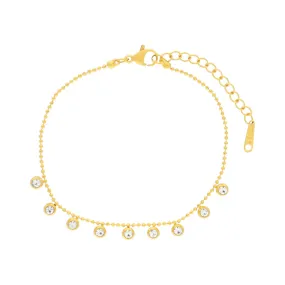 Joy Waterproof CZ Multi Crystal Chain Bracelet 18K Gold Plating