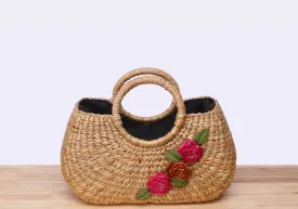 MALA Flower Straw Tote Bag