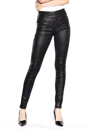 OLIVIAX - Pull-On Jeggings - Coated Black