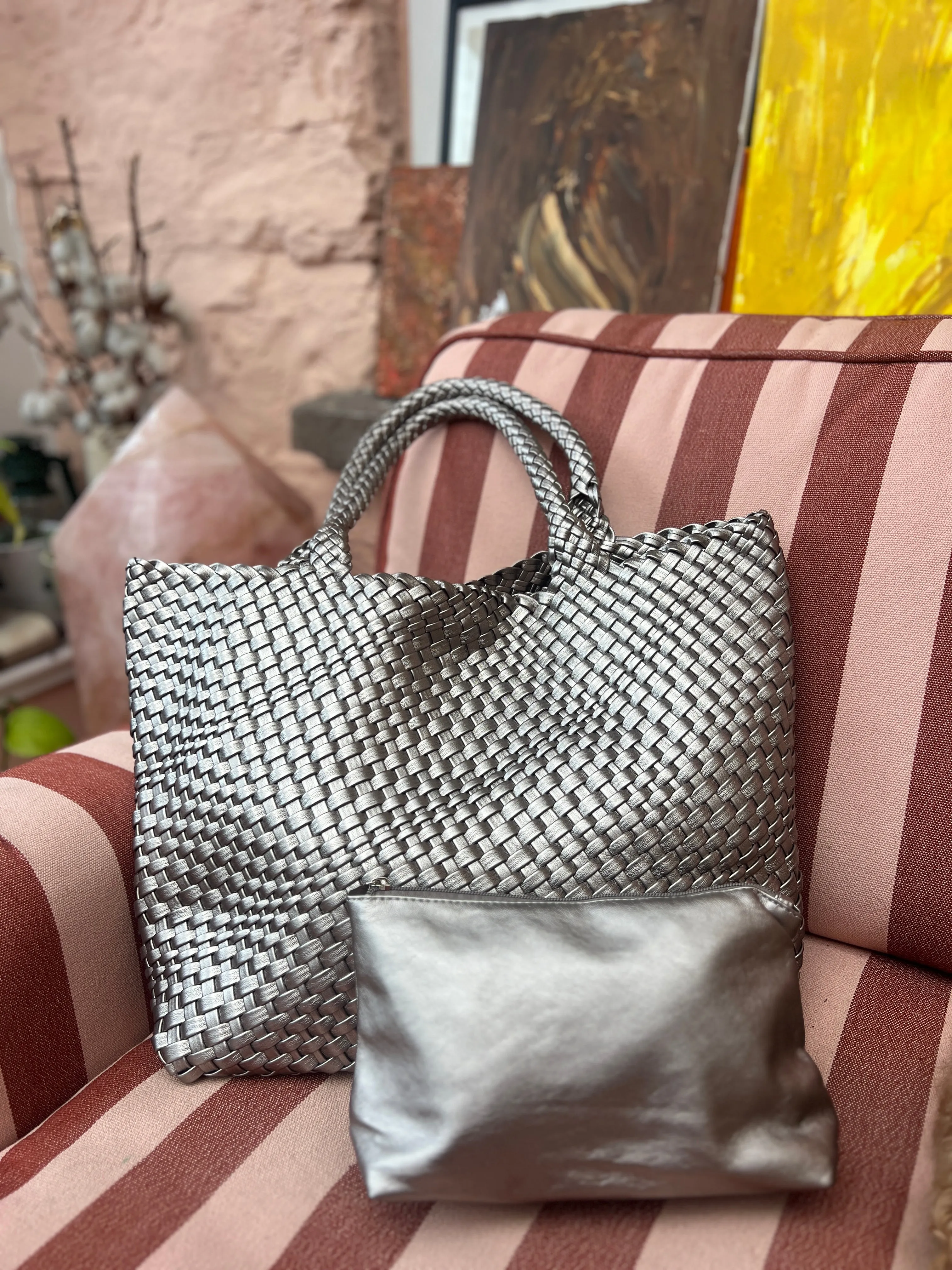 Patmos Braided Beach Tote | Pewter