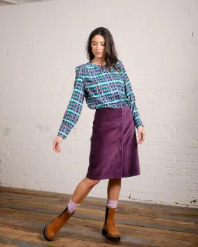 Renata Velvet Skirt in Purple