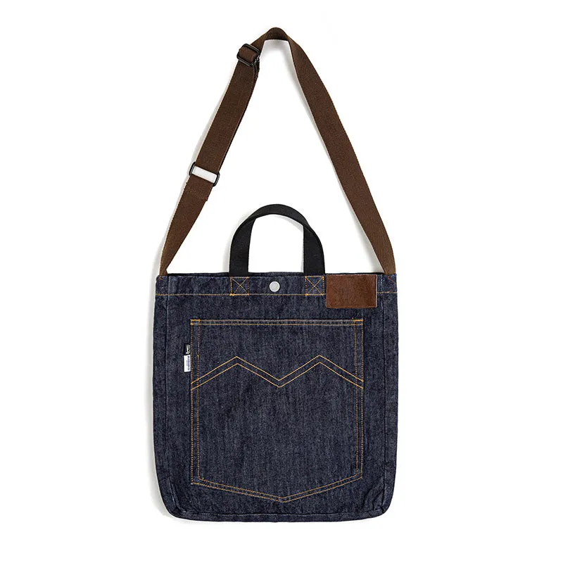 Vintage Denim Embroidered Crossbody Bag